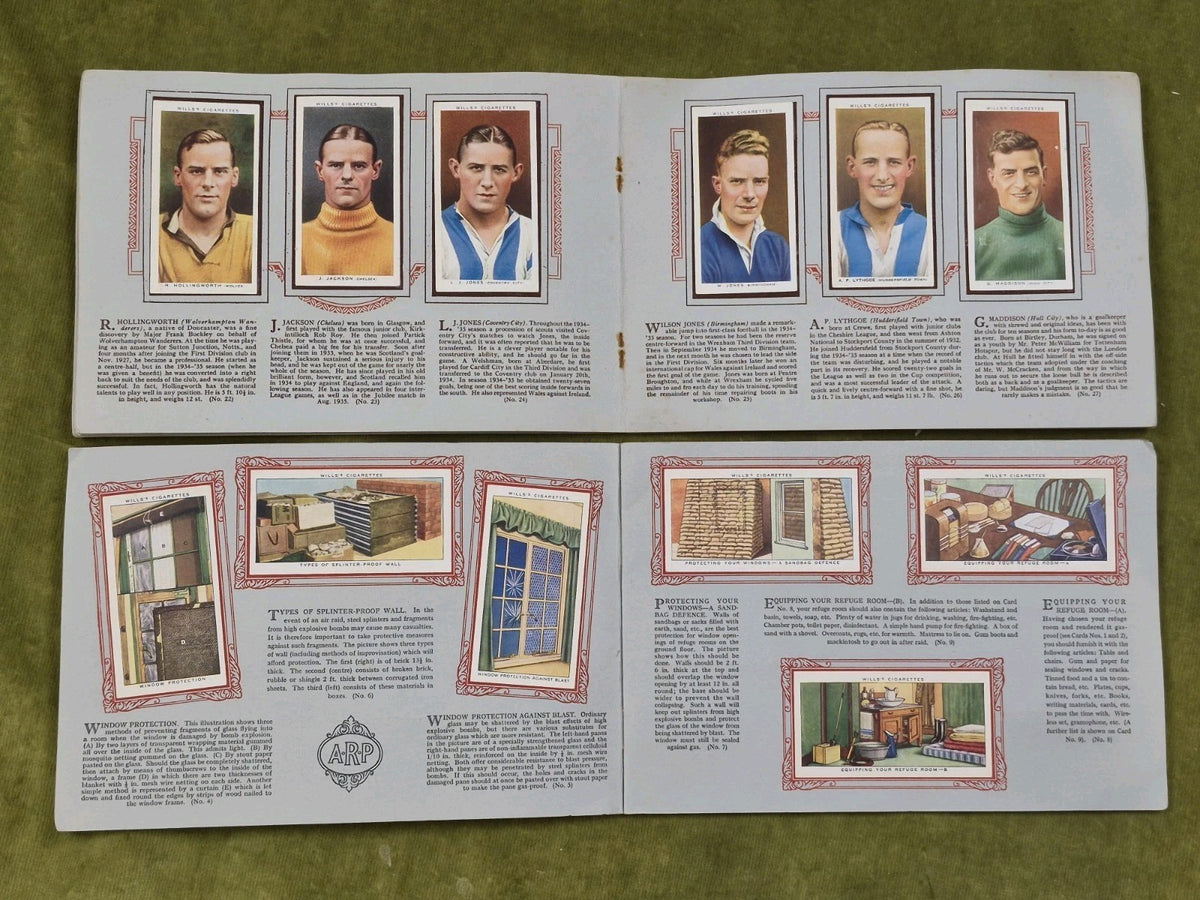 18 Cigarette Card Albums Ardath Wills Air Raid Footballers Sea Shore Radio Royal7