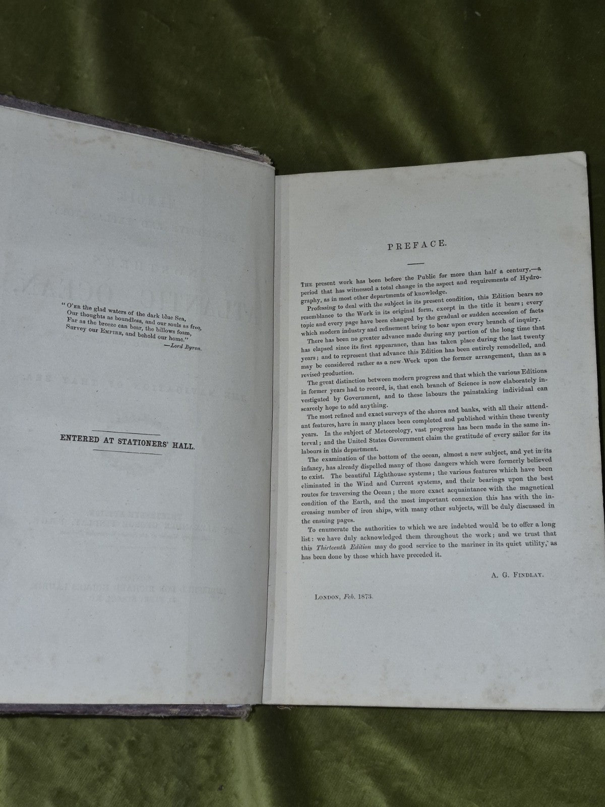 Memoir Northern Atlantic Ocean (1873) George Findlay Thirteenth Edition6