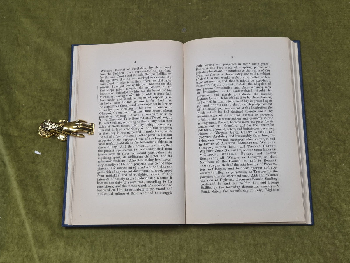 Trust Deed by George Baillie in favour of the Dean & Council 1864 1st HB4