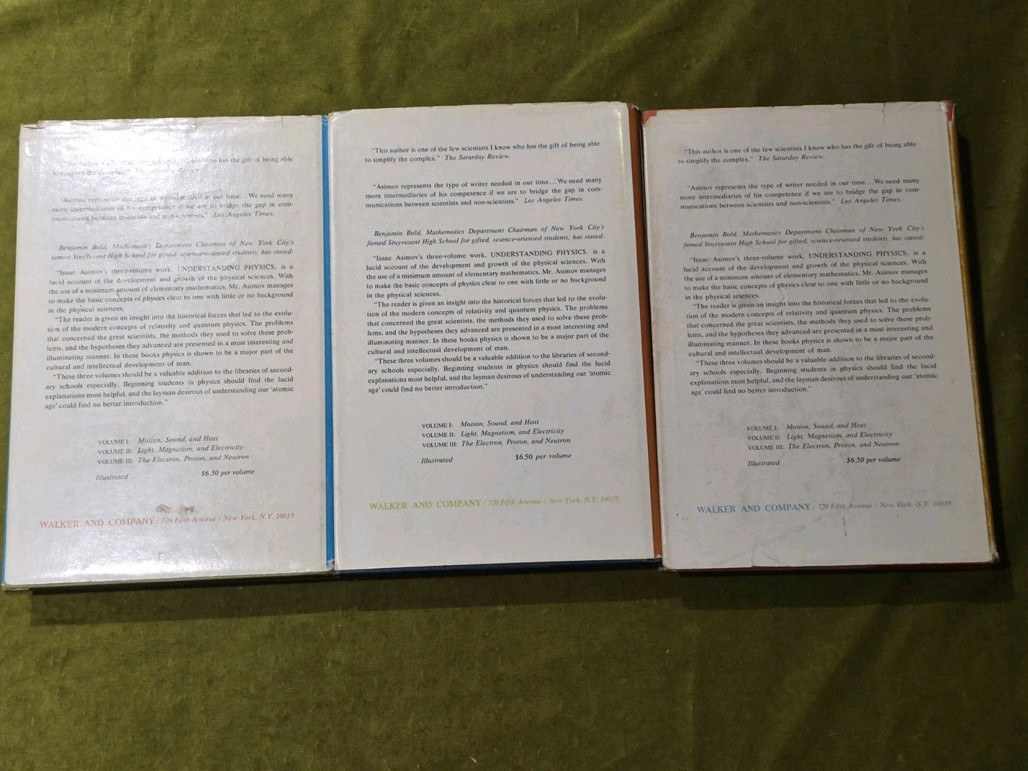Isaac Asimov UNDERSTANDING PHYSICS 3 Volume Set 1966 HC DJ (side page stains)1