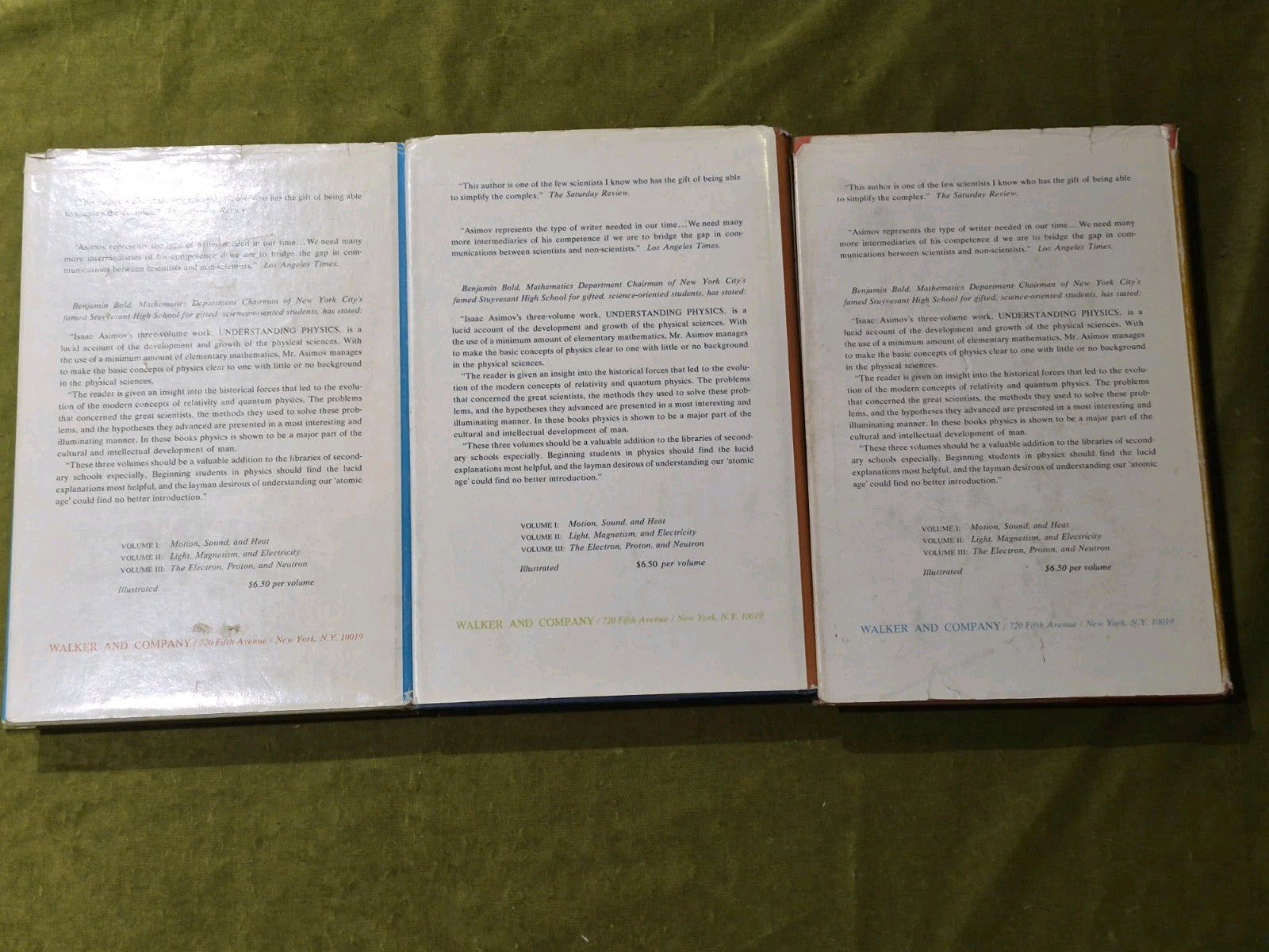 Isaac Asimov UNDERSTANDING PHYSICS 3 Volume Set 1966 HC DJ (side page stains)1