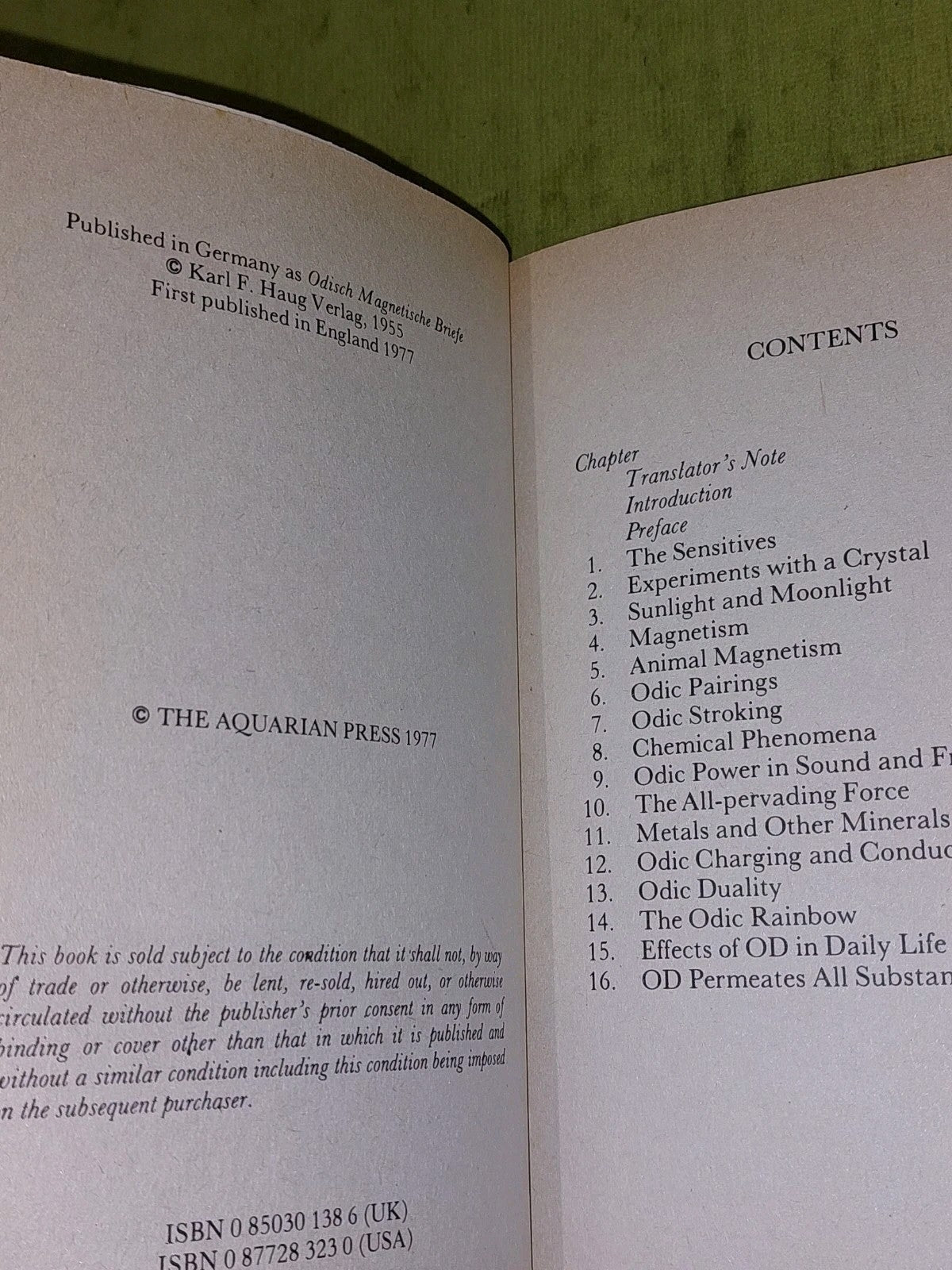 The Odic Force by Karl Von Reichenbach 1977 [Aquarian Press] Pb Book6