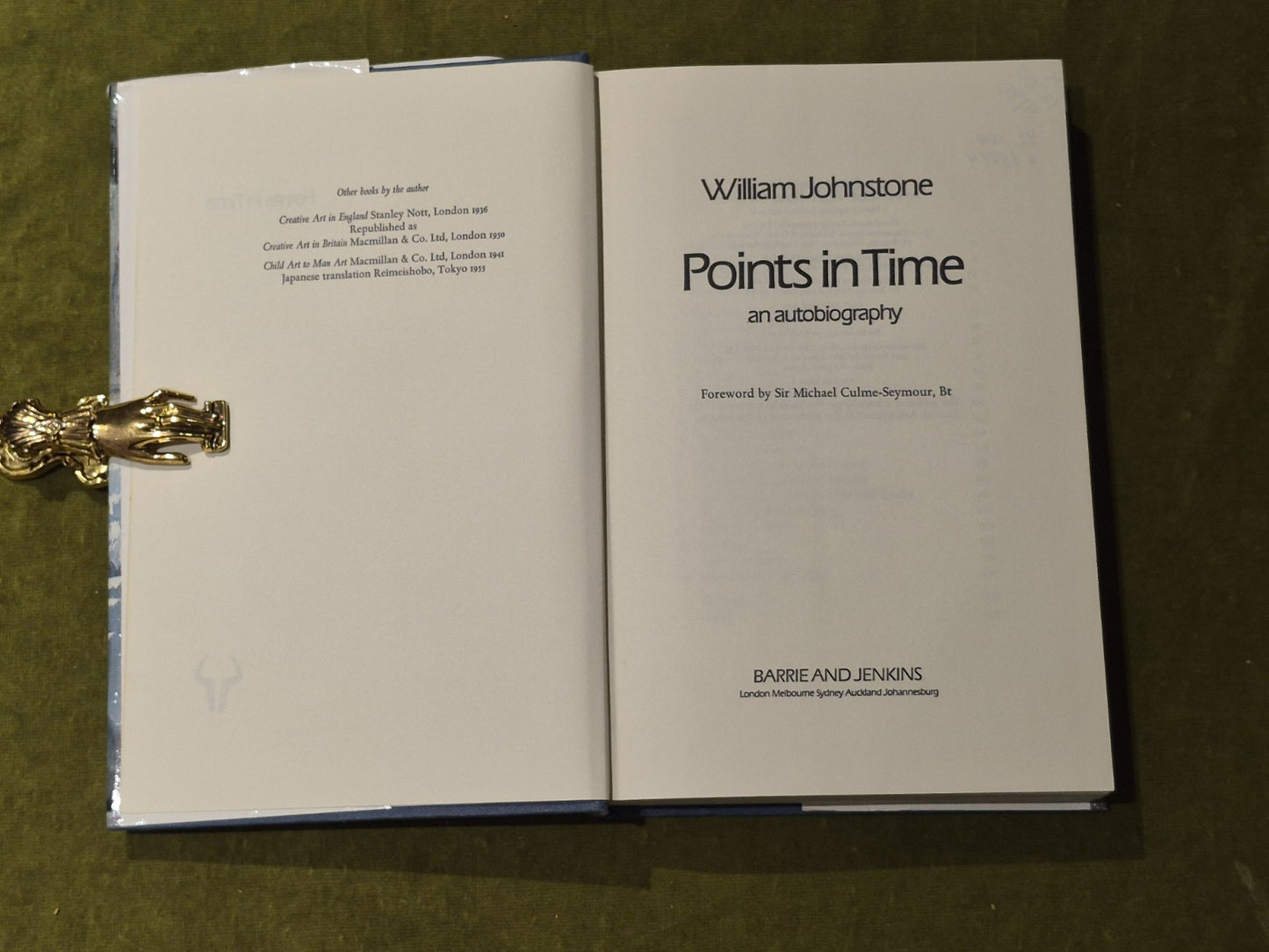 Points in Time an Autobiography - William Johnstone , Barrie & Jenkins 19804