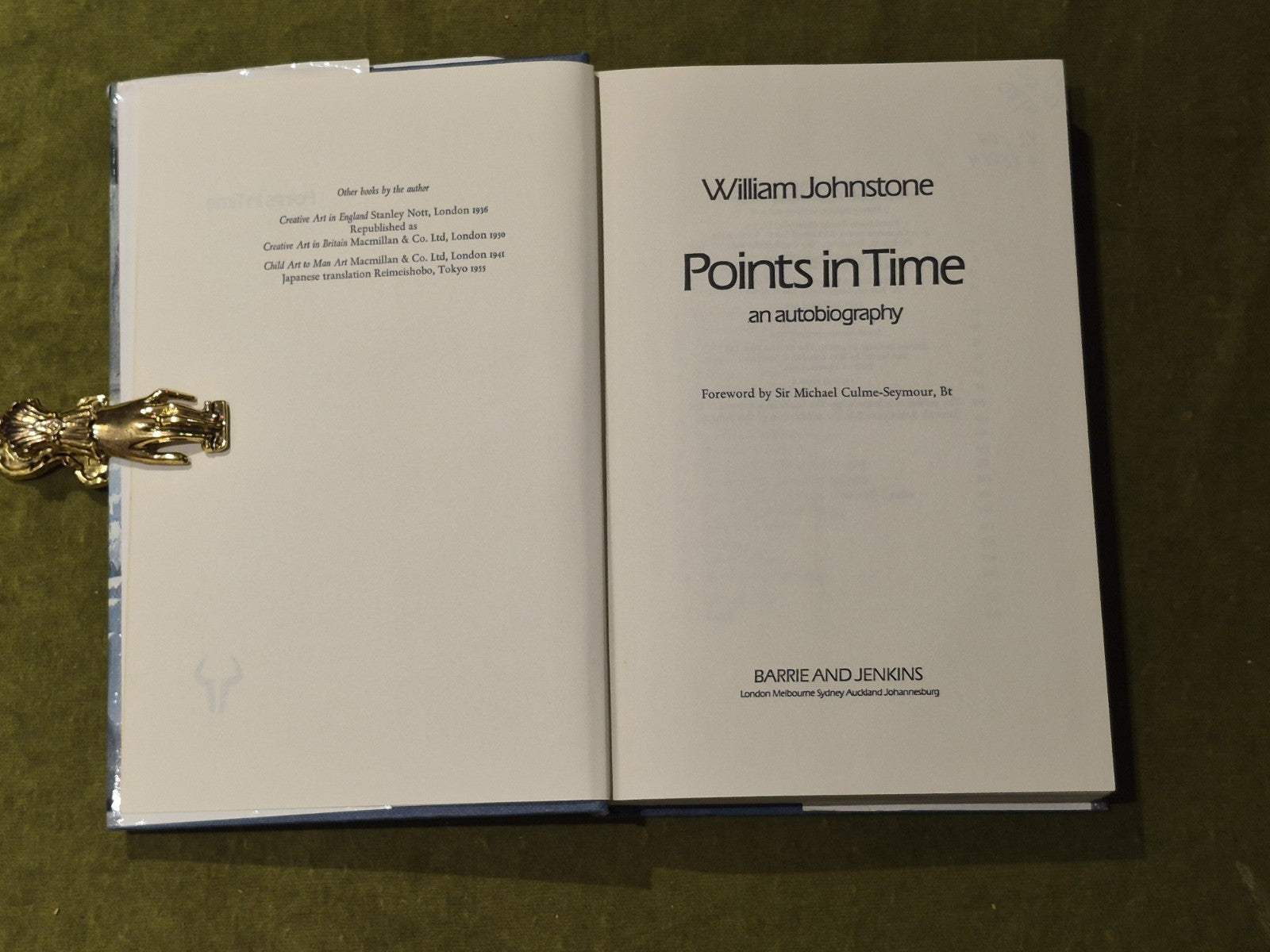 Points in Time an Autobiography - William Johnstone , Barrie & Jenkins 19804