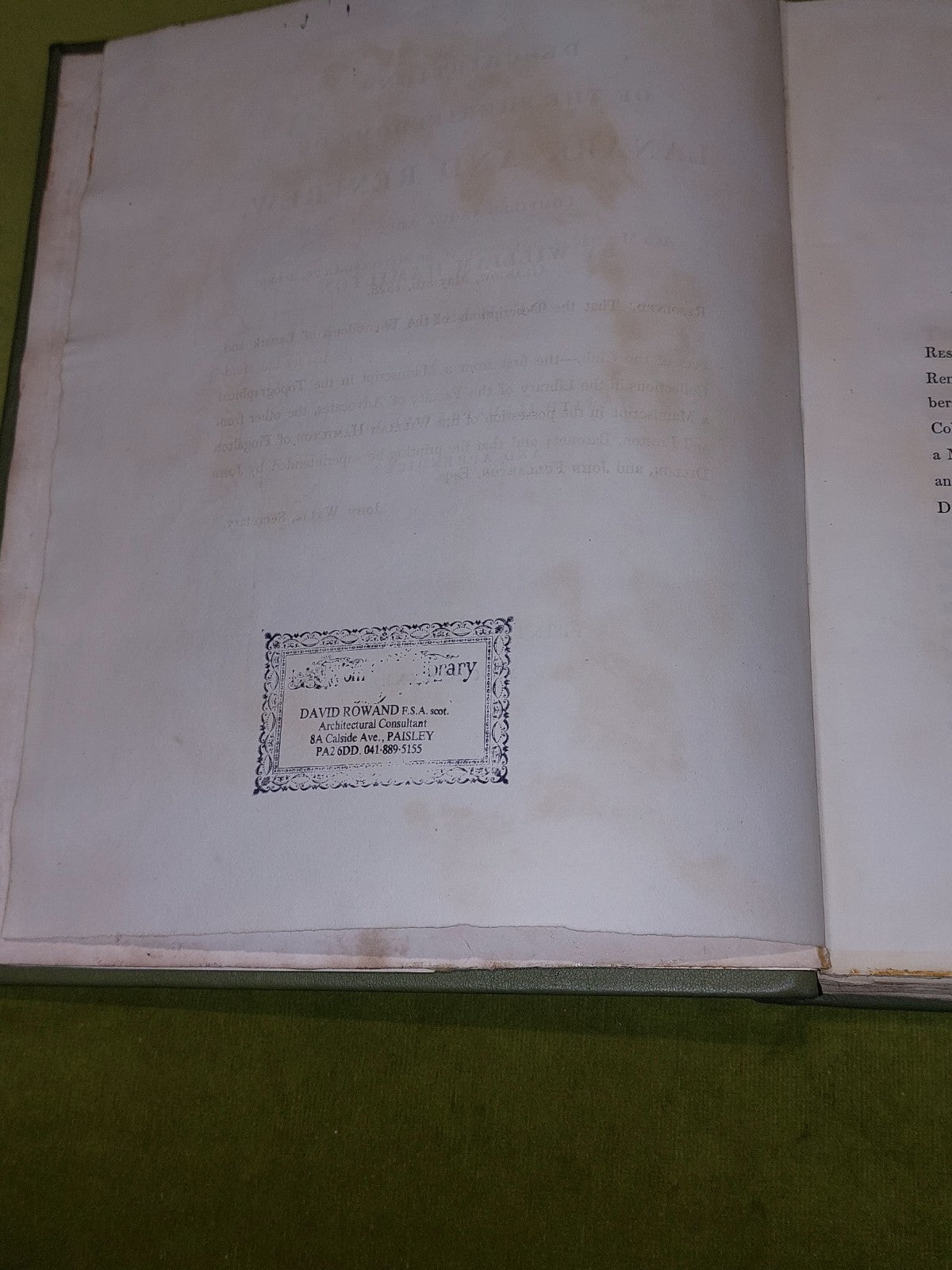 Descriptions Of The Sheriffdoms Of Lanark And Renfrew (1831) William Hamilton Hb4