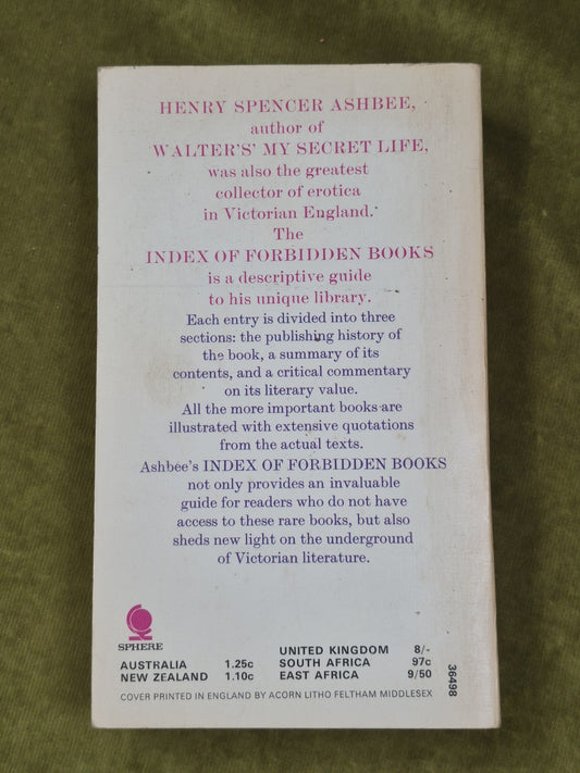 Index of Forbidden Books by Henry Spencer Ashbee (Sphere Paperback 1969)1