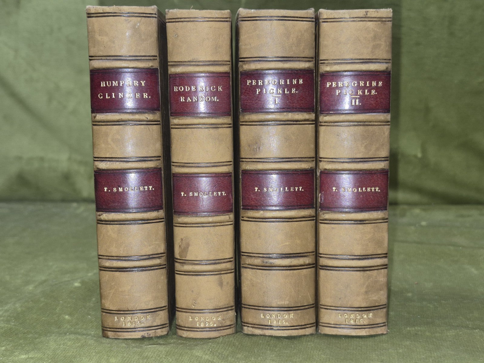 T Smollett Peregrine Pickle Humphry Clinker Roderick Random 1815 Set Leather1