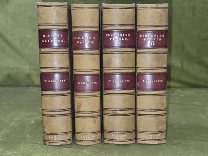 T Smollett Peregrine Pickle Humphry Clinker Roderick Random 1815 Set Leather1