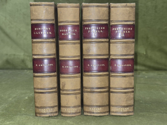 T Smollett Peregrine Pickle Humphry Clinker Roderick Random 1815 Set Leather1