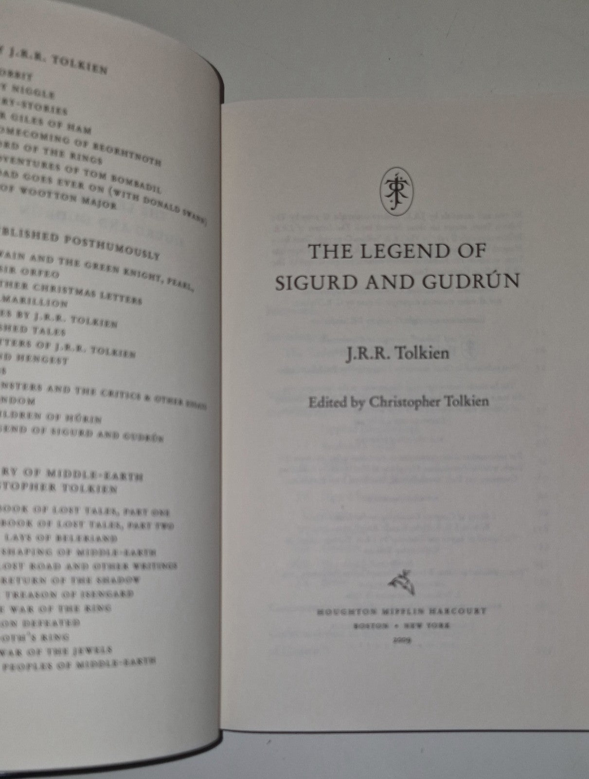 The Legend of Sigurd and Gudrun  J.R.R Tolkien 1st US Edition 1st Print 2009 HB6