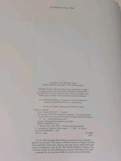 Josef Plecnik : 18721957 by Damjan Prelovsek (1997, Hardcover)6