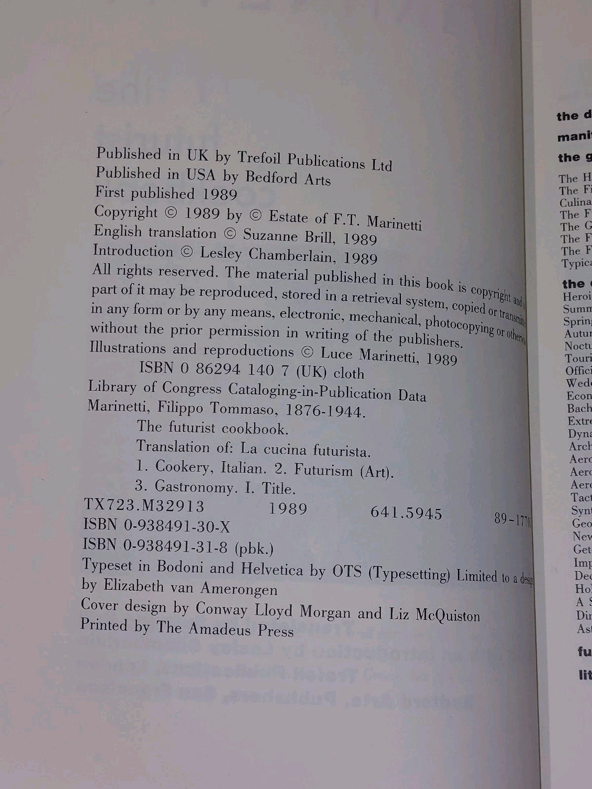 Futurist Cookbook La Cuchina Futurista by Marinetti (1989)4