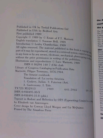 Futurist Cookbook La Cuchina Futurista by Marinetti (1989)4