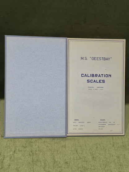 M. S. "Geestbay" Ship Calibration Scales and Trim and Stability Particulars Book3