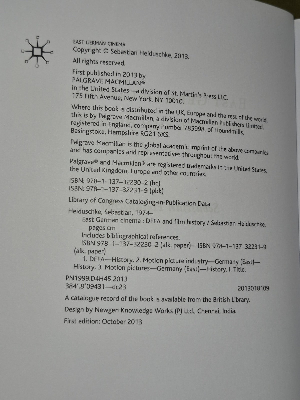 East German Cinema Sebastian Heiduschke 2013  DEFA and Film History4