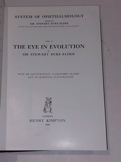 System Of Ophthalmology By Sir Stewart DukeElder Vol 1 [Henry Kimpton] Hb Dj3