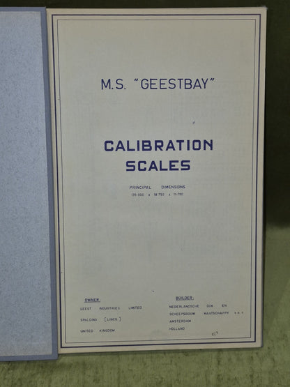 M. S. "Geestbay" Ship Calibration Scales and Trim and Stability Particulars Book4