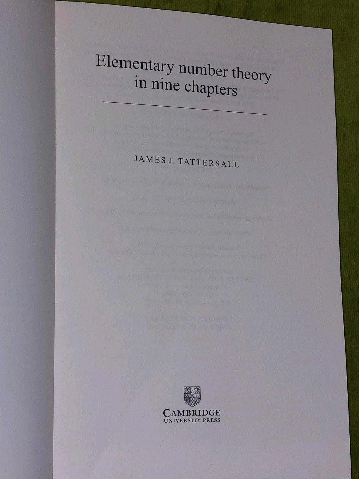 Elementary Number Theory in Nine Chapters by James J. Tattersall (1999)2