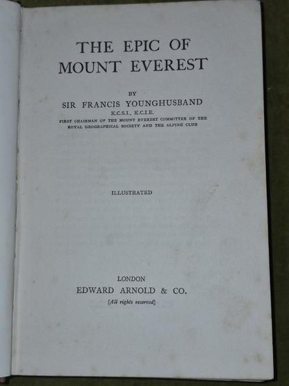 The Epic Of Mount Everest Sir Francis Younghusband 1926 Second Impression4