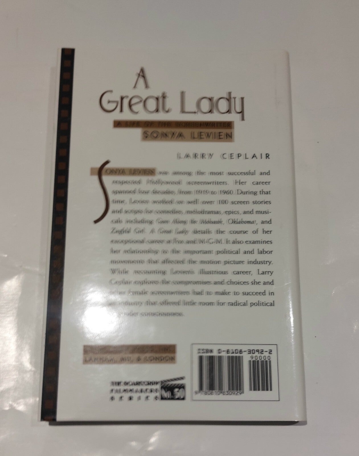 A Great Lady: Life of the Screenwriter Sonya Levien (1996) Book With Dustjacket3