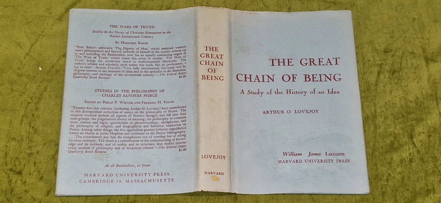 The Great Chain of Being A Study of the History Of An Idea - Arthur Lovejoy 19532