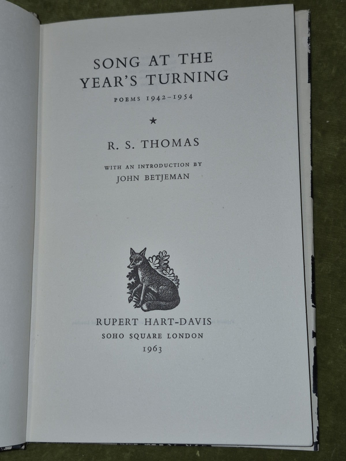 Song At The Years Turning R. S. Thomas 1963 John Betjeman Fifth Impression HB6