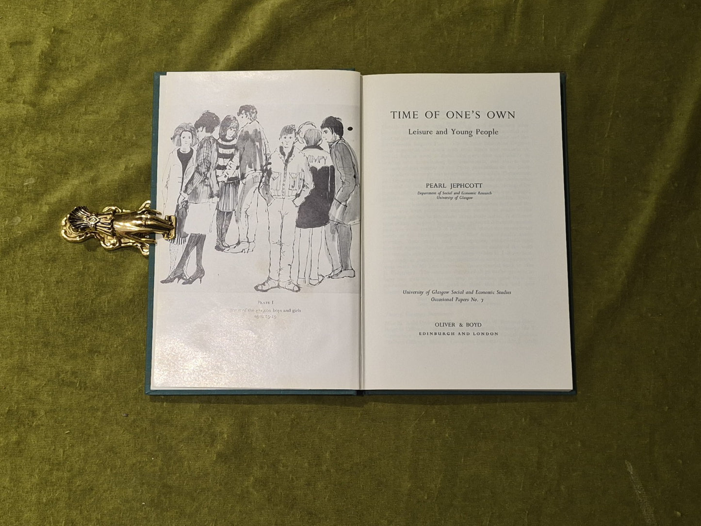 Time of One's Own : Leisure and Young People - Pearl Jephcott 1967 1st HB4