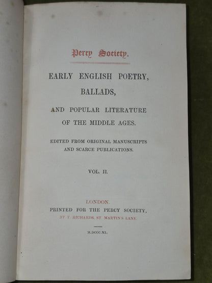 Percy Society Early English Poetry Ballads Set of 26 Volumes Richards11
