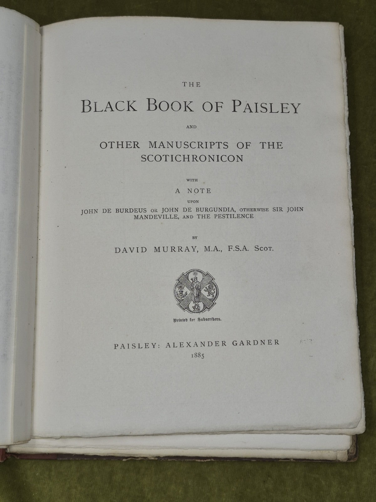  The Black Book of Paisley Scotichronicon 1885 David Murray 8