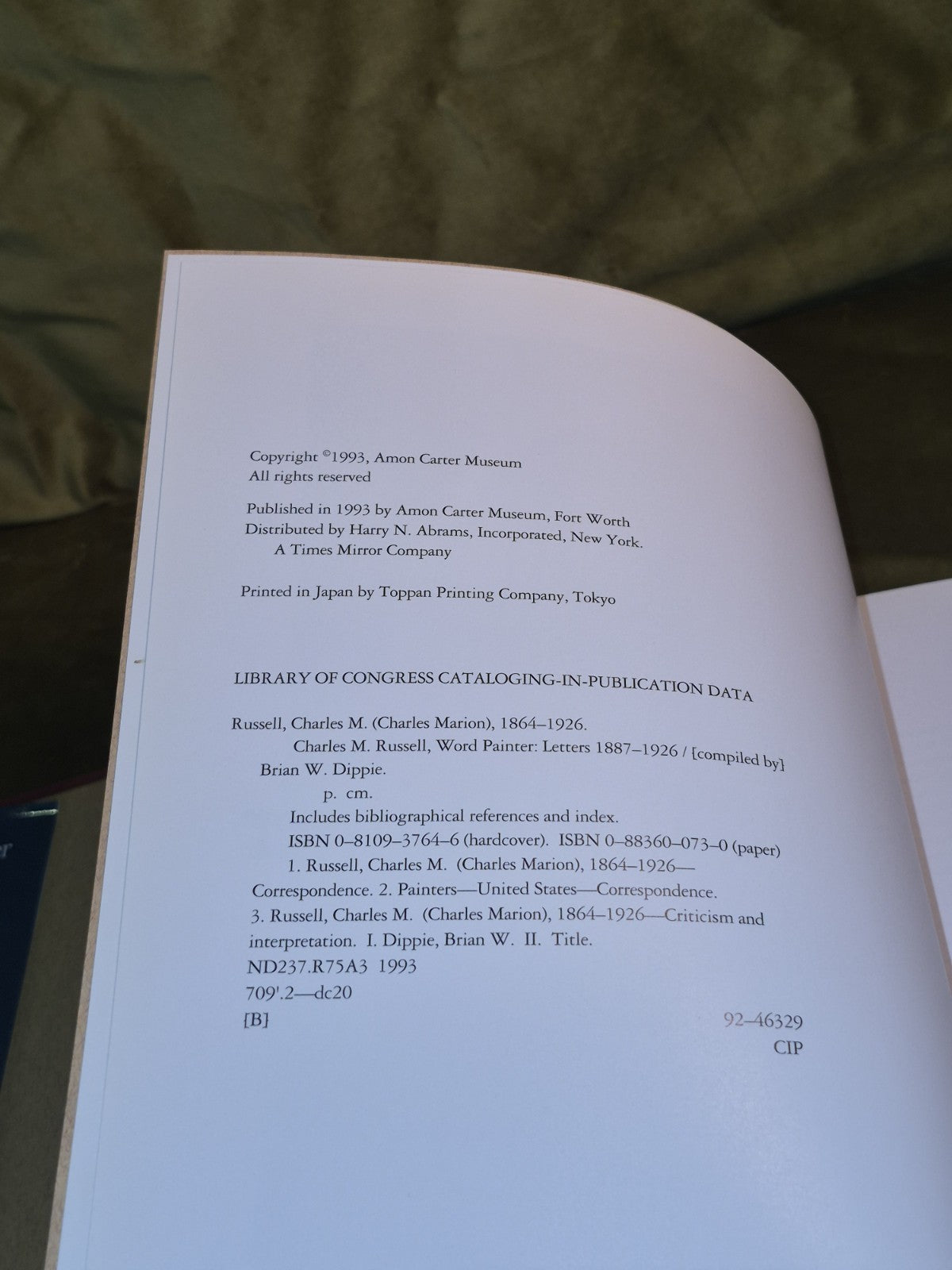 Charles M. Russell, Word Painter Letters 1887-1926 - B Dipple - 1993 Large Hb6