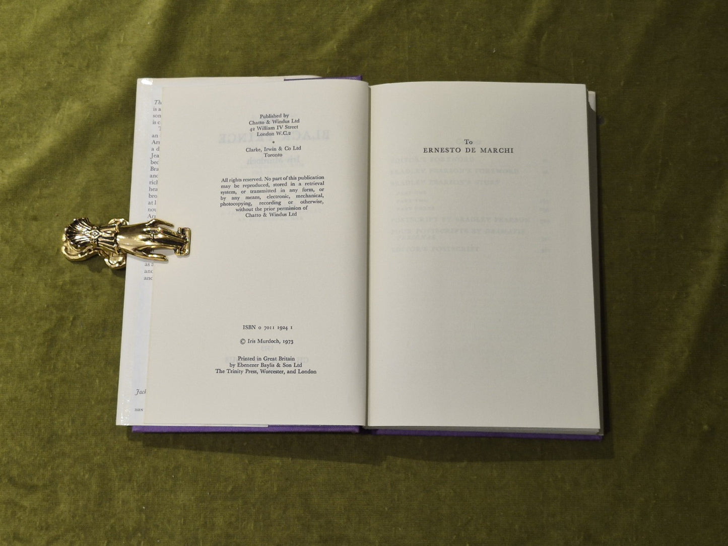 The Black Prince - Iris Murdoch , Chatto & Windus 1973 1st HB DJ VGC5