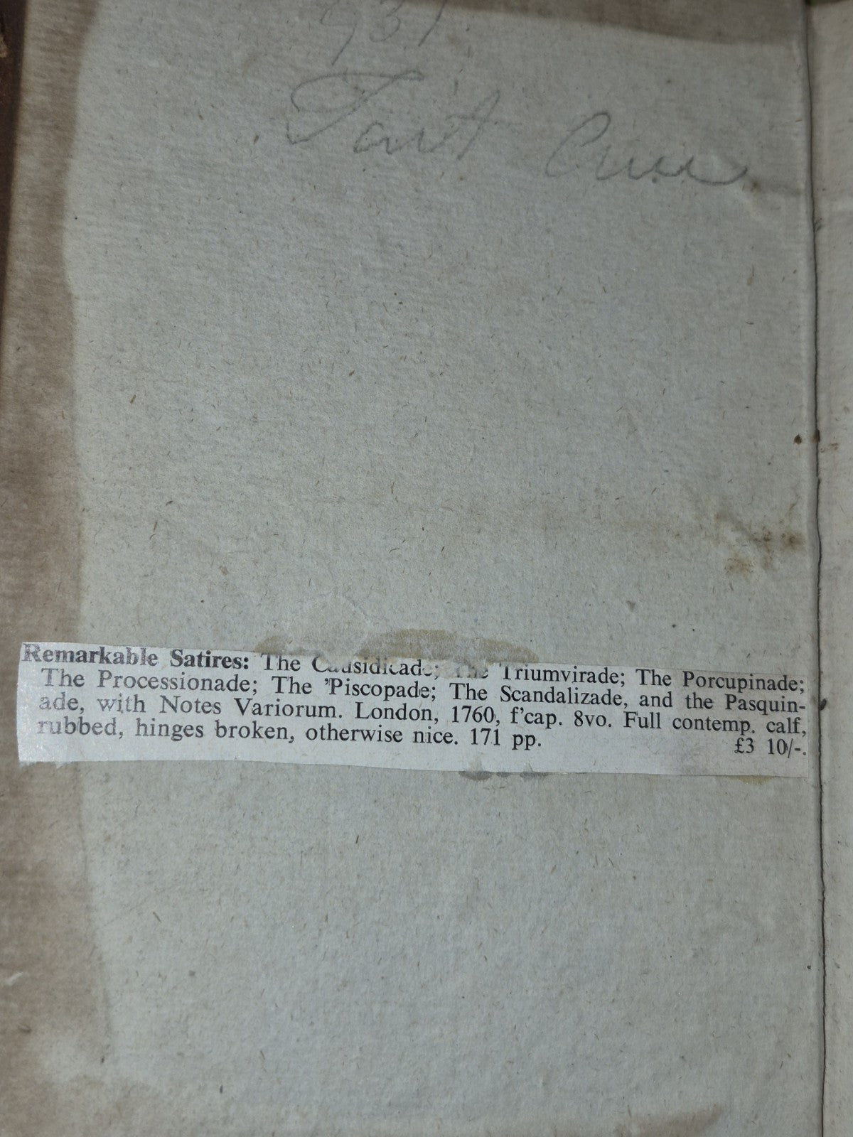 Remarkable Satires (1760) Morgan McNamara aka Porcupinus Pelagius Causidicade3