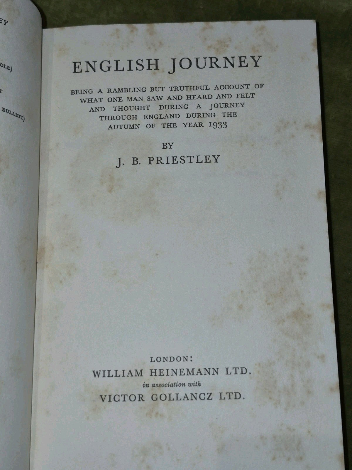 English Journey J B Priestley 1934 First Edition William Heinnemann4