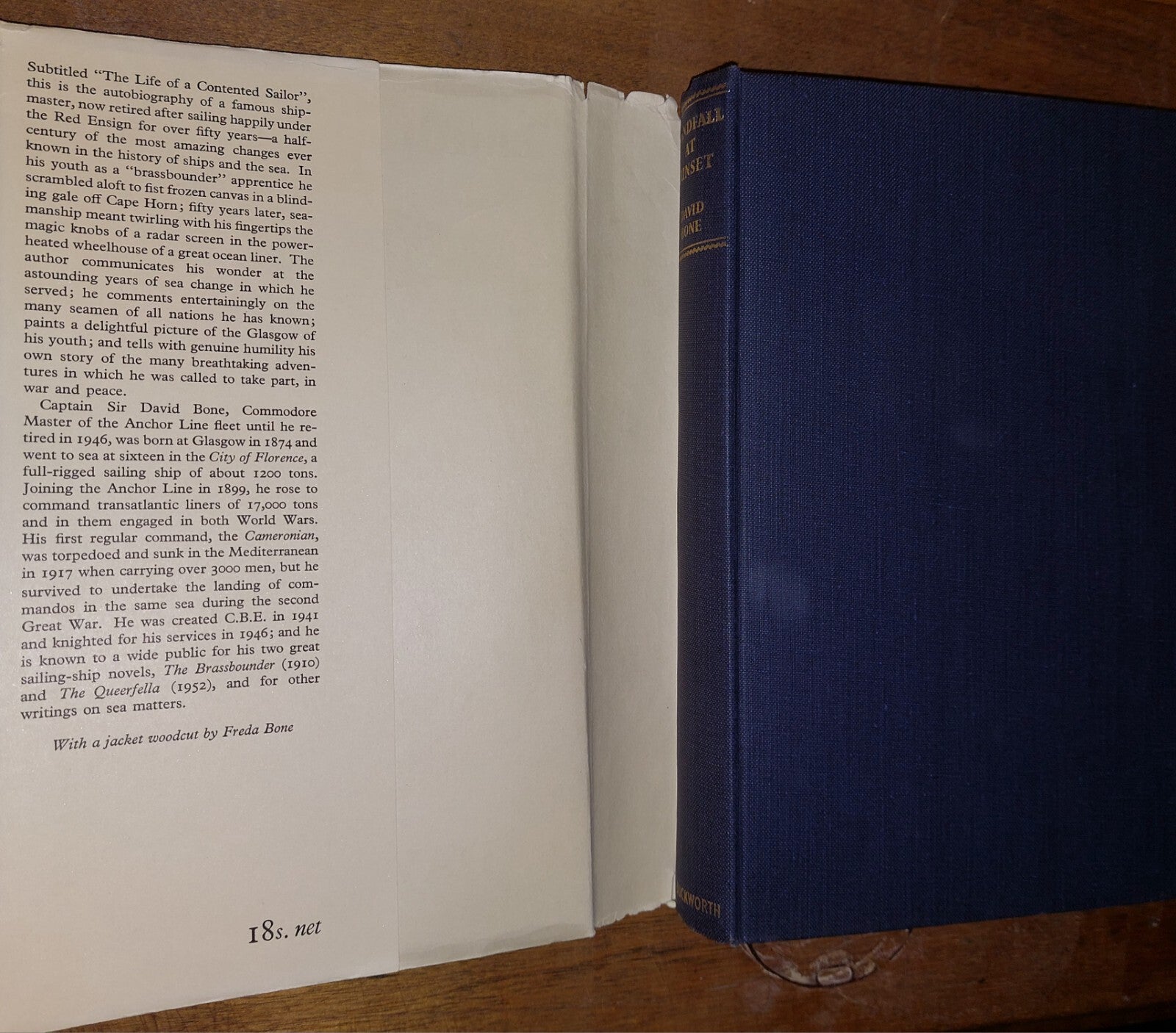 Landfall at Sunset: the Life of a Contented Sailor  Sir David Bone 1955 1st Ed.4