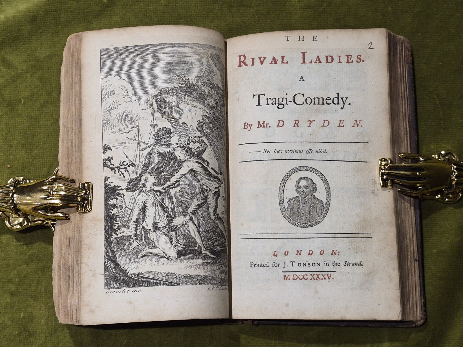 Dramatic Works by John Dryden 1735 Wild Gallant Rival Ladies Indian Queen & Empr1