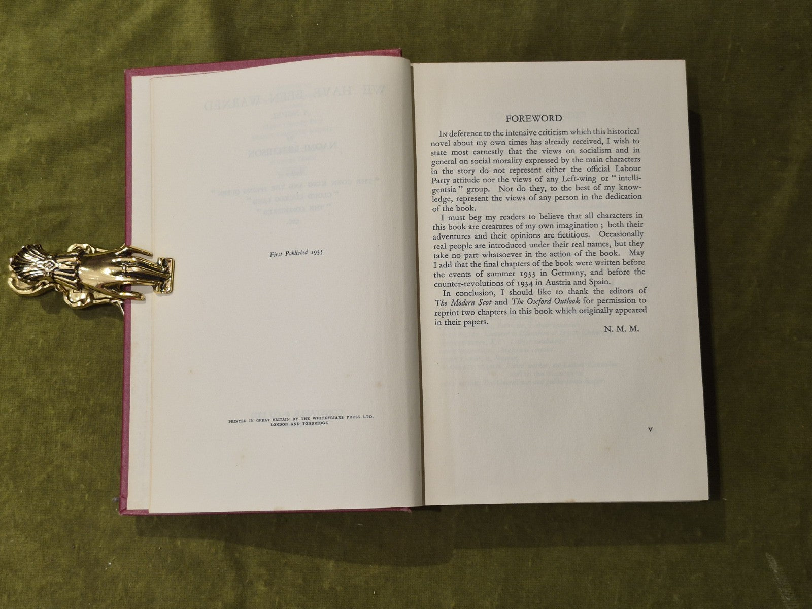 Naomi Mitchison - We Have Been Warned - Constable & Co 1935 1st Ed HB4
