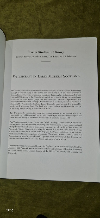 Witchcraft in Early Modern Scotland by Gareth Roberts (Paperback Book)2
