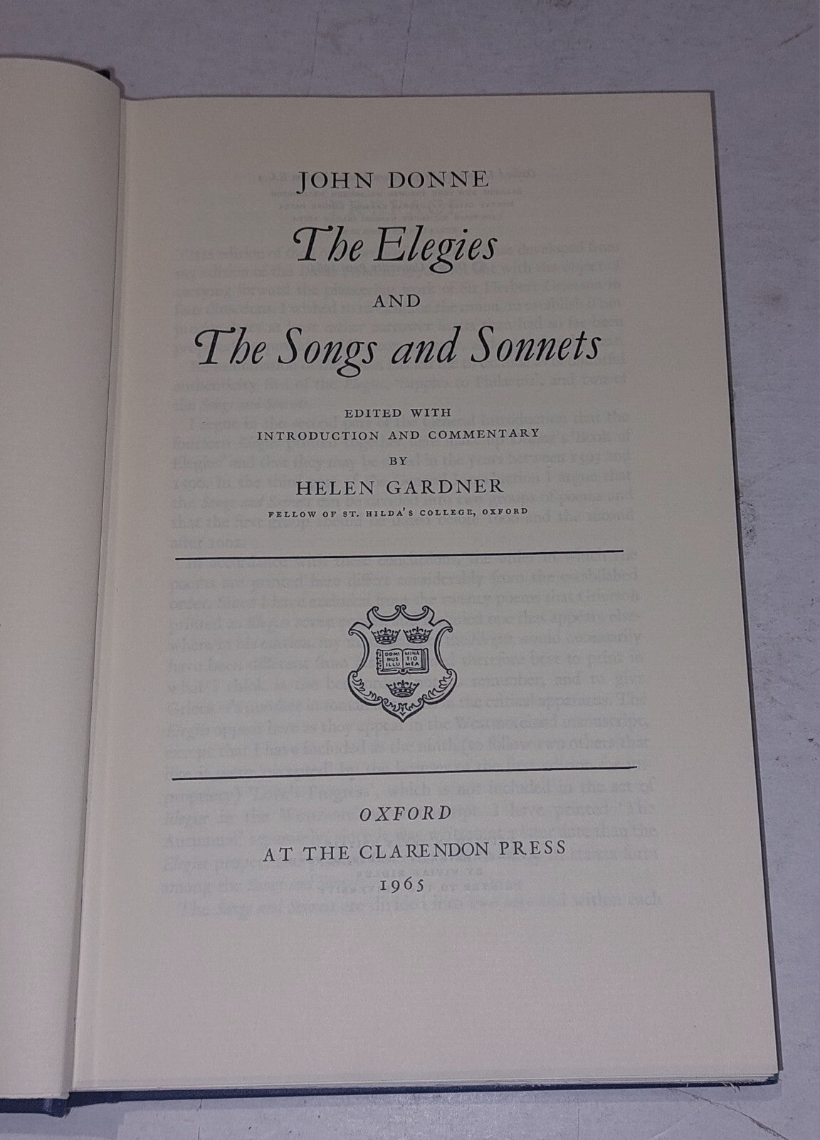 Elegies and the Songs and Sonnets by John Donne (Hardcover, 1965) Helen Gardner 4