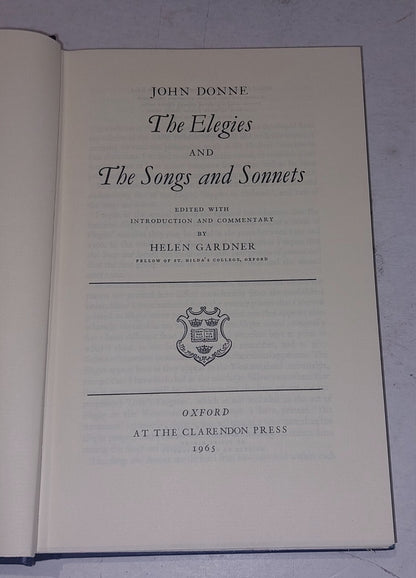 Elegies and the Songs and Sonnets by John Donne (Hardcover, 1965) Helen Gardner 4