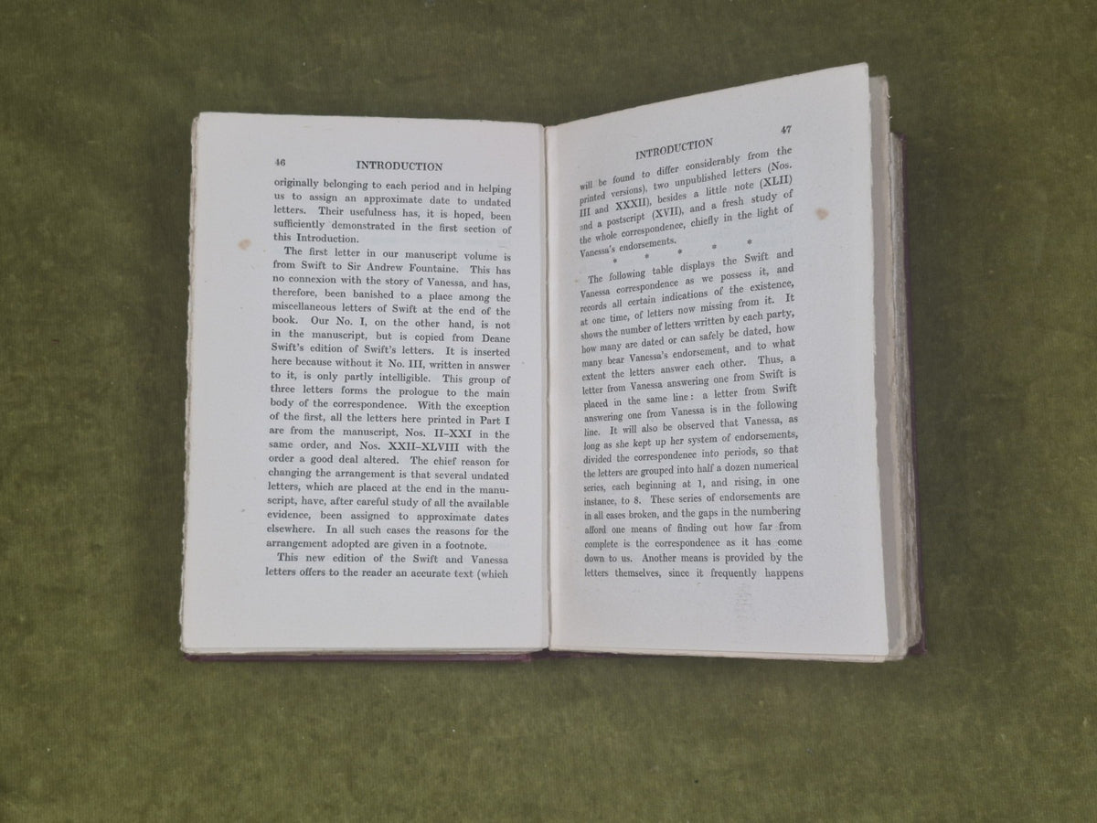 Vanessa and Her Correspondence with Jonathan Swift , Selwyn & Blount 1921 HB7