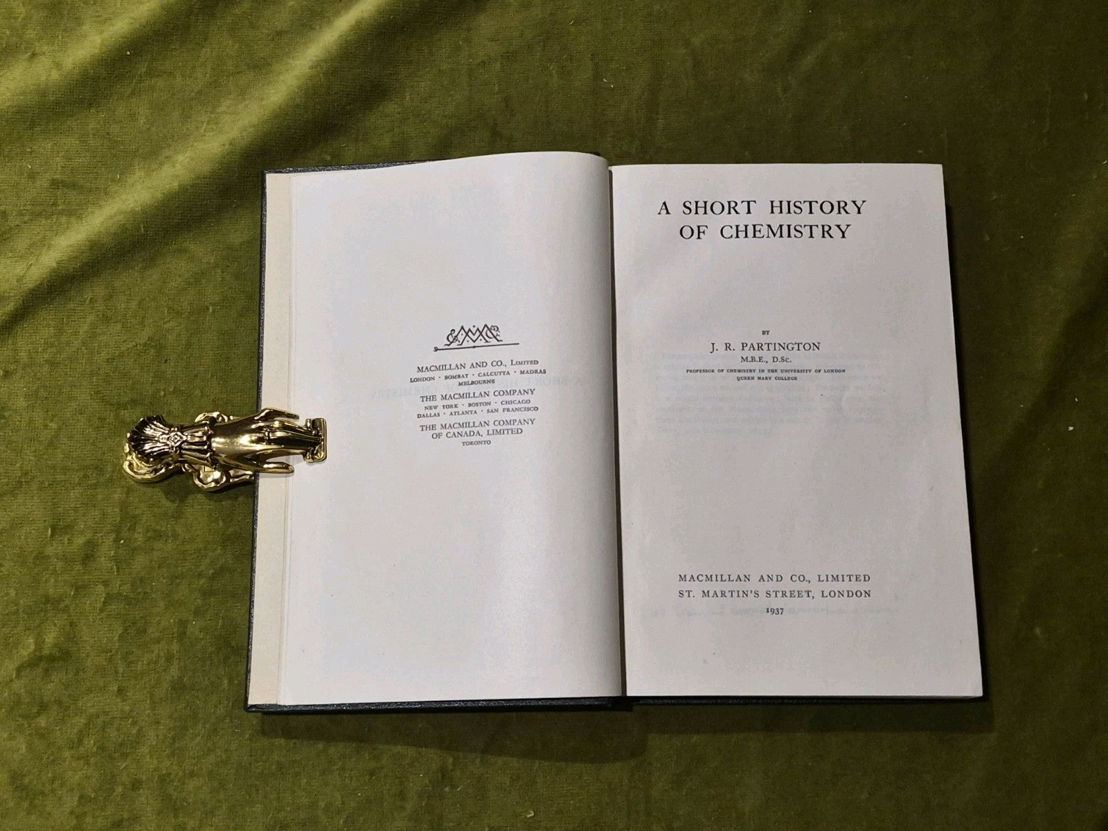 A Short History of Chemistry by J.R. Partington 1937 1st edition5