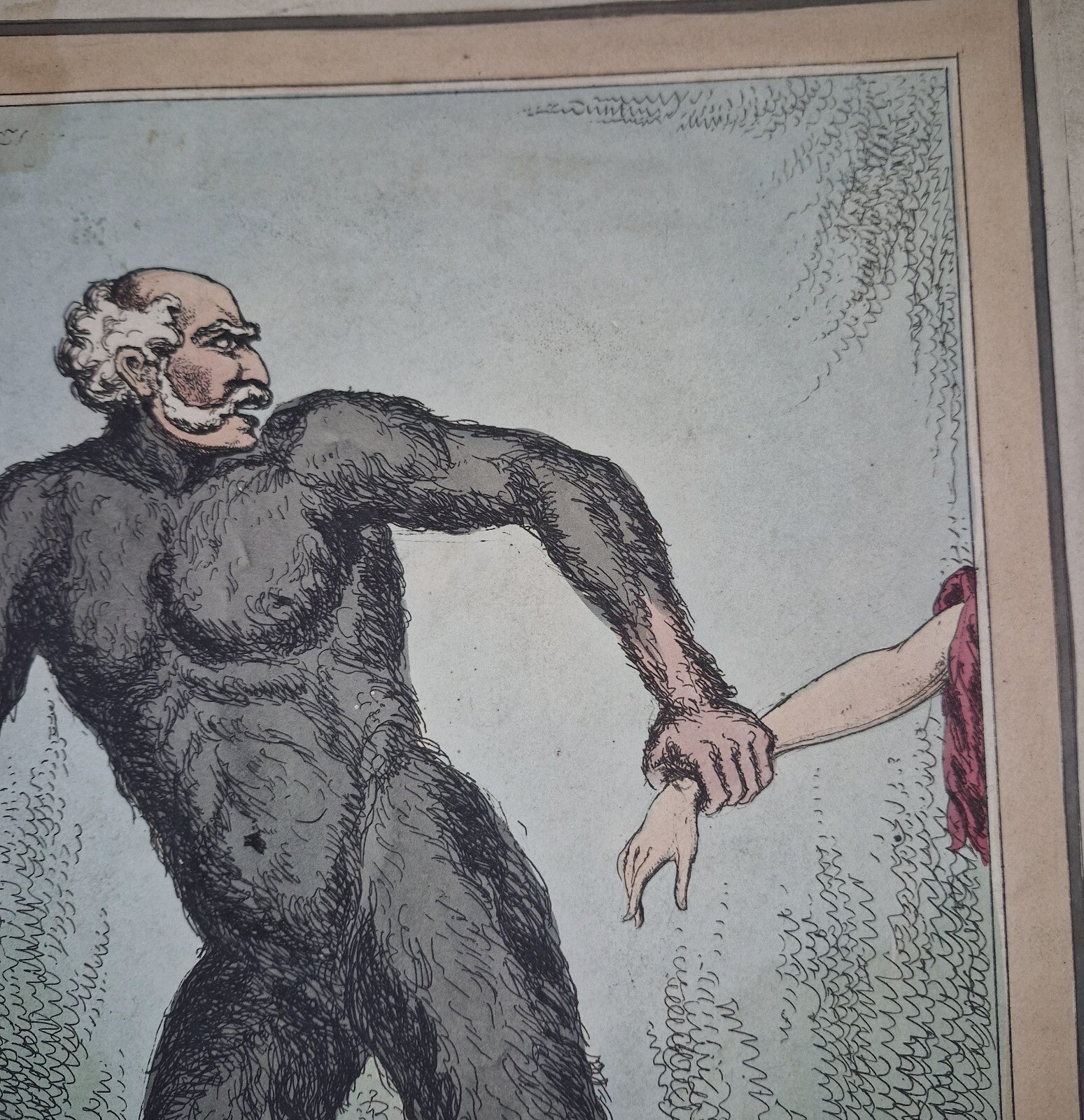 Antique Satirical Political Print. The Orang Outang - The Beast That Violates...2