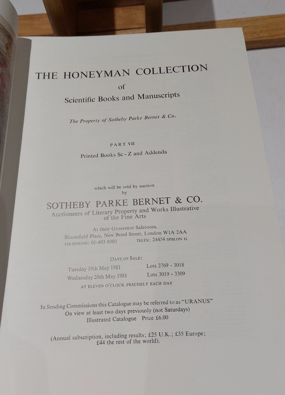 Sotherby's Honeyman collection of scientific books & Manuscripts Pt 47 (1980)3