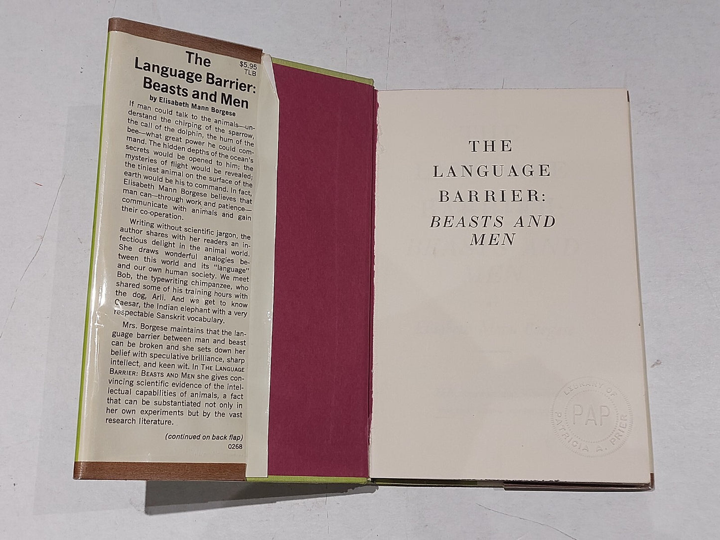The Language Barrier: Beasts And Men By Elisabeth Borgese Hb Book1