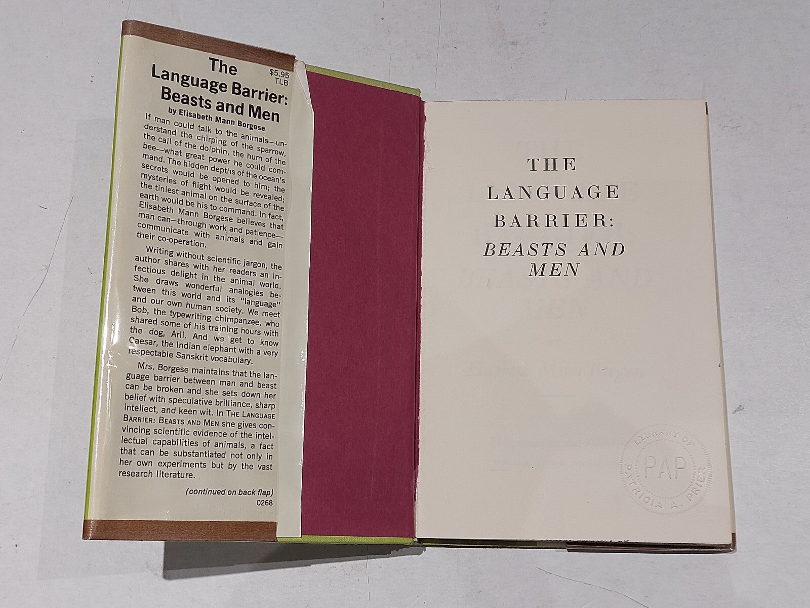 The Language Barrier: Beasts And Men By Elisabeth Borgese Hb Book1