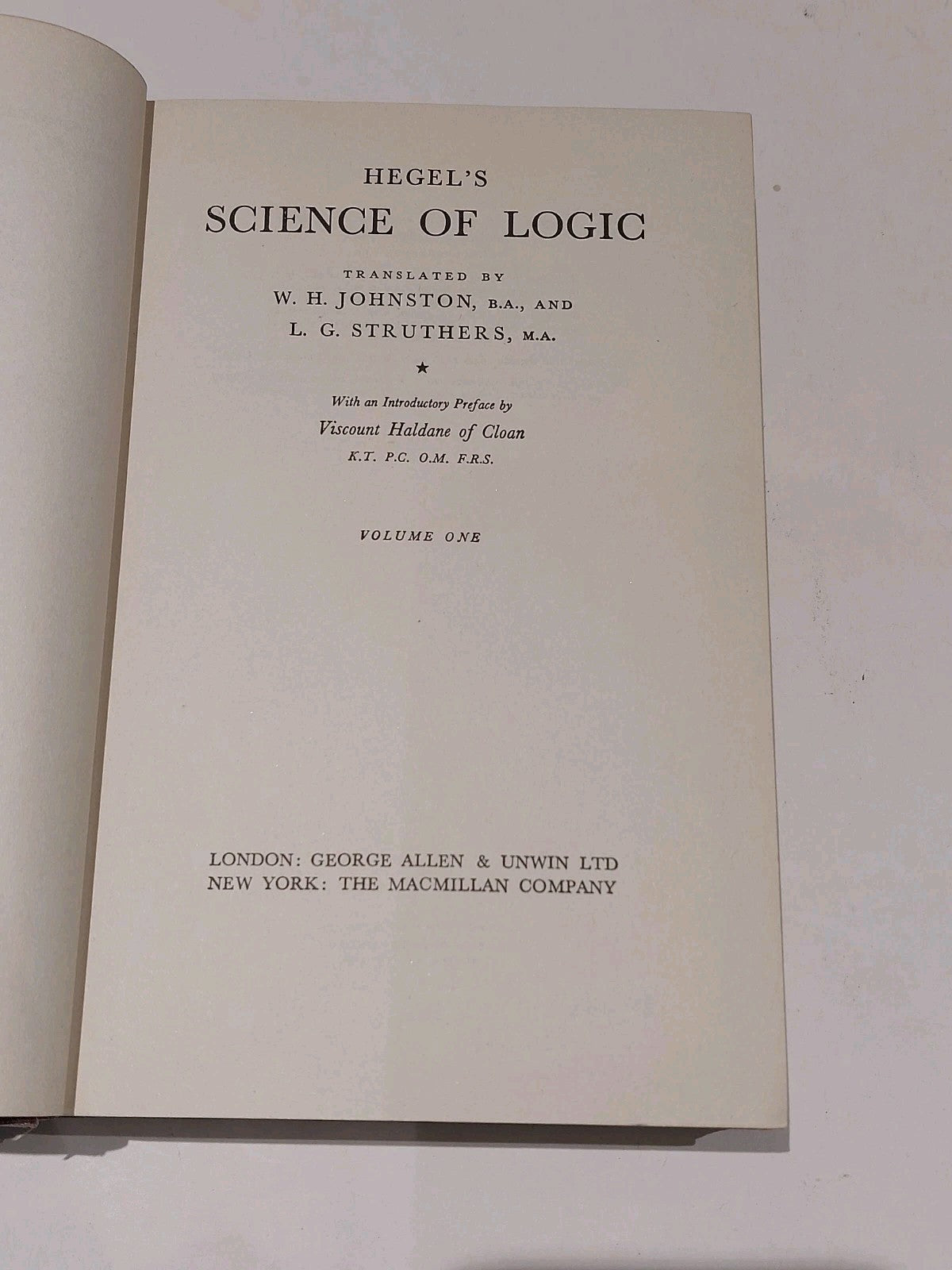 Hegel's Science of Logic [Vol. 1] 1st Ed 3rd Imp (1961) Hb Book3