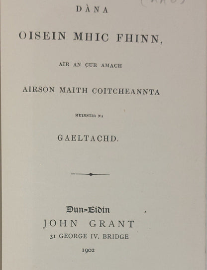 The Poems Of Ossian: Dana Oisein Mhic Fhinn... (1902) Book5