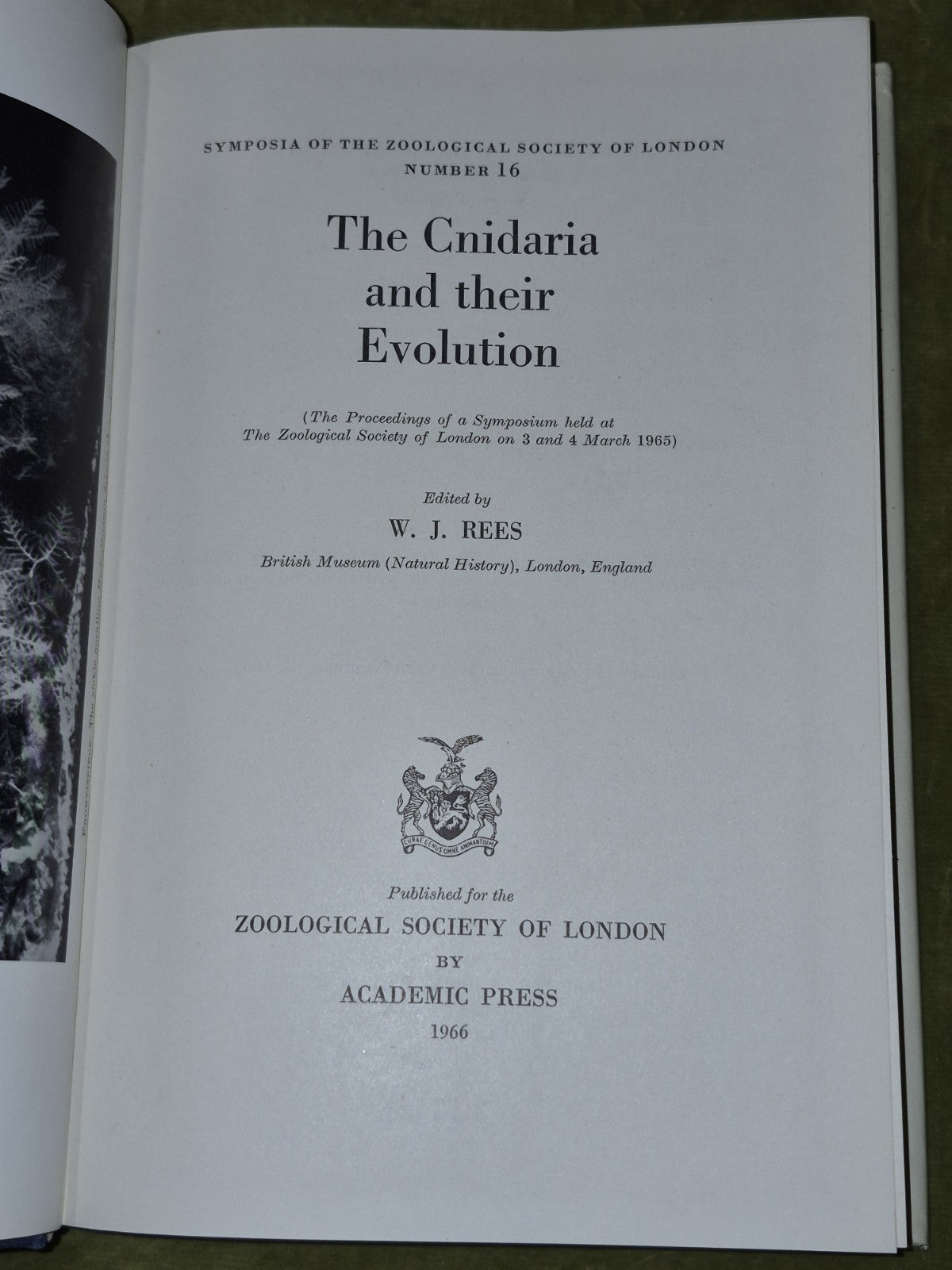 W J Rees / Cnidaria and Their Evolution Symposia of the Zoological Society 19663