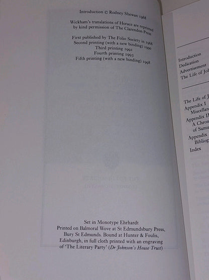 Boswell, Life of Samuel Johnson, 2 vols, Folio Society, 5th print 199811