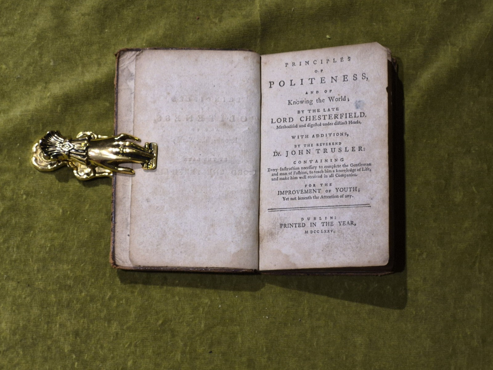 Principles of Politeness - Lord Chesterfield , John Trusler - 1775 1st Dublin0